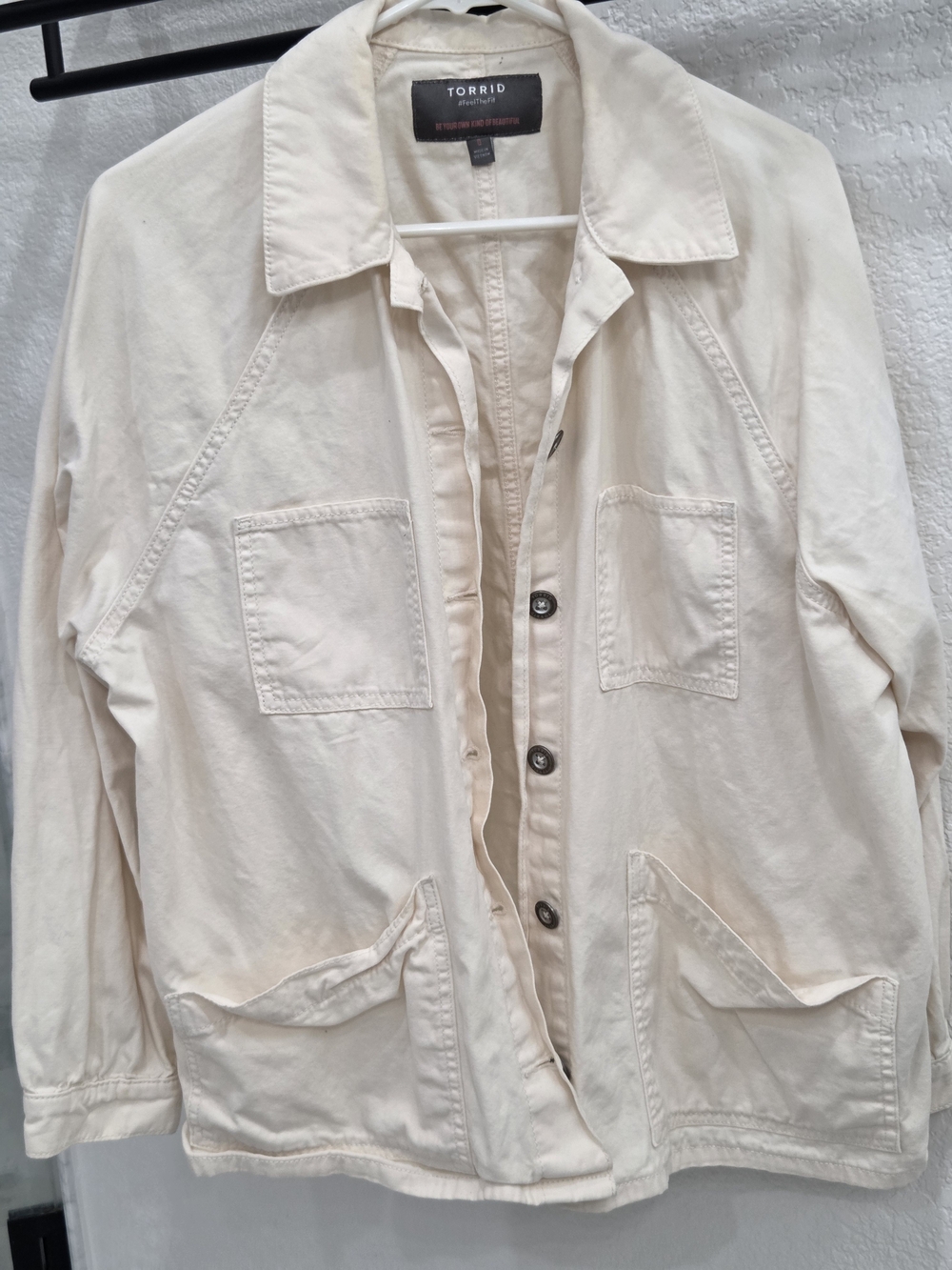 Torrid Cotton Utility Jacket Cream Size 0